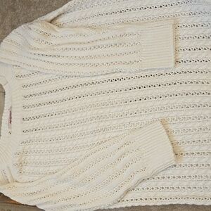 White crochet pattern white sweater